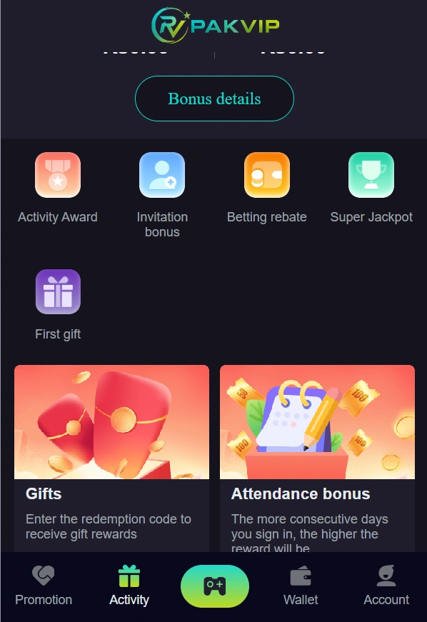 pakvip game features image